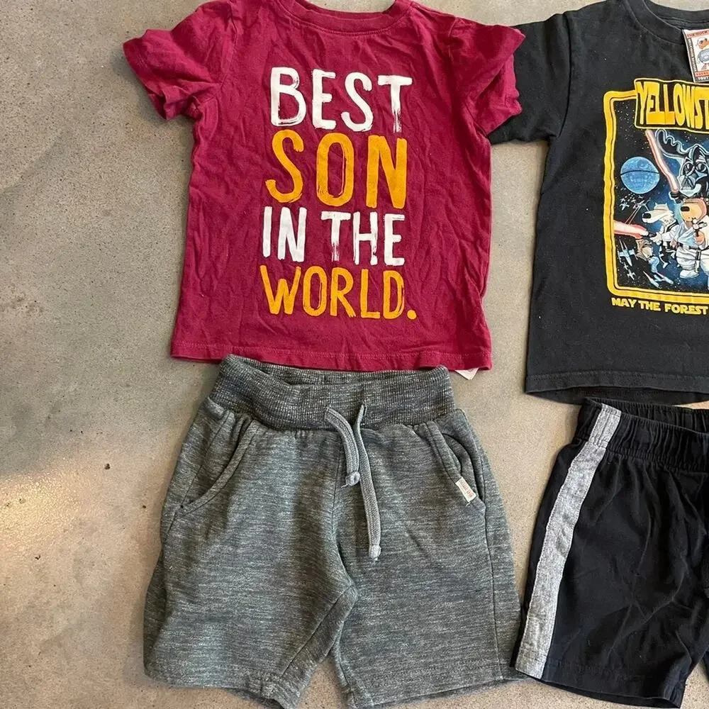Yellowstone park black Star Wars tee shorts old navy best son tee gray bundle 4T